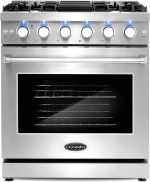 Cosmo 30-inch 4.5 Cu. Ft. Stainless Steel Gas Range with 5 Sealed Burners and Convection Oven - Prioka