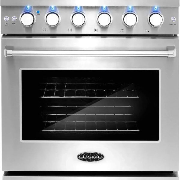 Cosmo 30-inch 4.5 Cu. Ft. Stainless Steel Gas Range with 5 Sealed Burners and Convection Oven - Prioka
