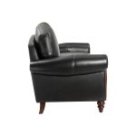 Dietmar Genuine Leather Sofa – Black Curved Leather Nailhead Sofa - Image 3