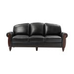 Dietmar Genuine Leather Sofa – Black Curved Leather Nailhead Sofa - Image 5