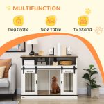 Dog Crate Furniture for Large Dogs, Double Dog Kennel for Small Dogs with Shelves, Sliding Doors, 47" x 23.5" x 35", White - Image 4