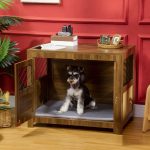 Dog Crate Furniture with Cushion, Dog Kennel End Table with Double Doors, Latch, Indoor Use, for Small and Medium-Sized Dogs, Walnut - Image 2