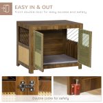 Dog Crate Furniture with Cushion, Dog Kennel End Table with Double Doors, Latch, Indoor Use, for Small and Medium-Sized Dogs, Walnut - Image 5