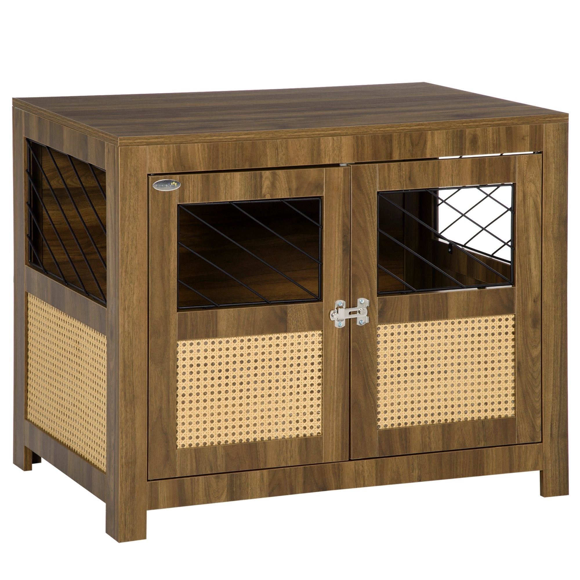dog-crate-furniture-with-cushion-dog-kennel-end-table-with-double-doors-latch-indoor-use-for-small-and-medium-sized-dogs-walnut-4116668-3 Dog Crate Furniture with Cushion, Dog Kennel End Table with Double Doors, Latch, Indoor Use, for Small and Medium-Sized Dogs, Walnut - Image 1