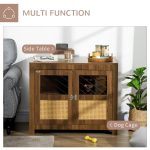Dog Crate Furniture with Cushion, Dog Kennel End Table with Double Doors, Latch, Indoor Use, for Small and Medium-Sized Dogs, Walnut - Image 4
