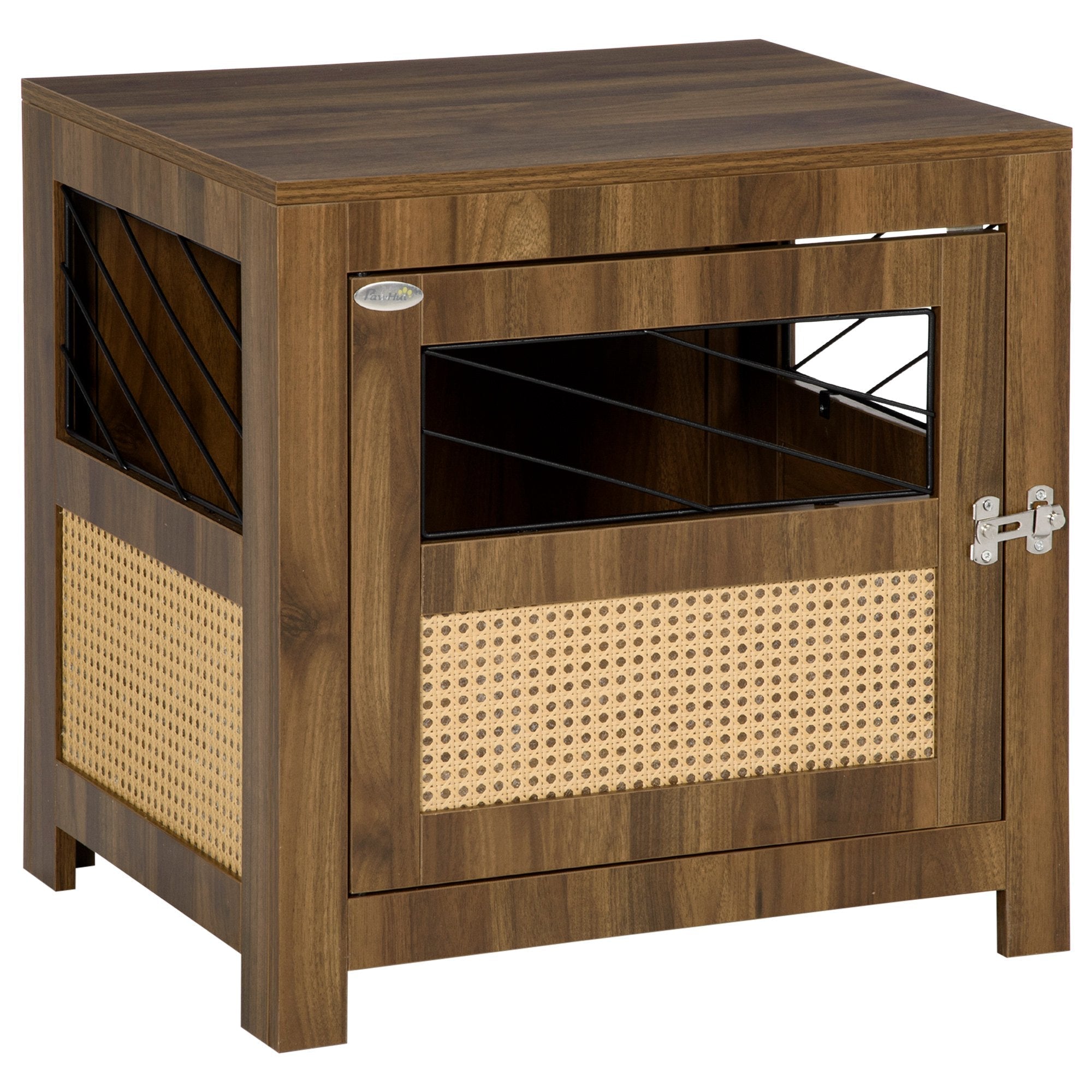 dog-crate-furniture-with-cushion-wooden-dog-kennel-end-table-with-lockable-door-for-miniature-dogs-indoor-walnut-4539246 Dog Crate Furniture with Cushion, Wooden Dog Kennel End Table with Lockable Door, for Miniature Dogs, Indoor, Walnut - Image 1