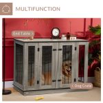 Dog Crate Furniture with Divider Panel, Dog Kennel End Table for Large Dogs, Decorative Pet House with Two Rooms Design, for 2 Small Dogs - Image 4