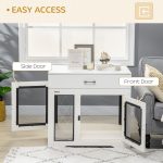 Dog Crate Furniture with Soft Water-Resistant Cushion, Dog Crate End Table with Drawer, Puppy Crate for Small Dogs Indoor with 2 Doors, White - Image 4