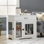 Dog Crate Furniture with Soft Water-Resistant Cushion, Dog Crate End Table with Drawer, Puppy Crate for Small Dogs Indoor with 2 Doors, White - Image 6