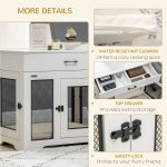 Dog Crate Furniture with Soft Water-Resistant Cushion, Dog Crate End Table with Drawer, Puppy Crate for Small Dogs Indoor with 2 Doors, White - Image 5