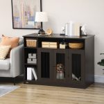 Dog Crate Furniture with Storage Space, Dog Kennel with Lockable Door, Pet Cage for Large Medium Dogs, 47" x 23.5" x 35", Brown - Image 2