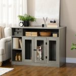 Dog Crate Furniture with Storage Space, Dog Kennel with Lockable Door, Pet Cage for Large Medium Dogs, 47" x 23.5" x 35", Gray - Image 2