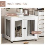 Dog Crate Furniture with Water-resistant Cushion, Dog Crate End Table with Double Doors, Indoor Pet Crate for Small Medium Dogs, White - Image 2
