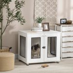 Dog Crate Furniture with Water-resistant Cushion, Dog Crate End Table with Double Doors, Indoor Pet Crate for Small Medium Dogs, White - Image 6