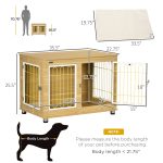 Dog Crate Side End Table Indoor with Soft Cushion, Double Doors, for Medium Large Dogs - Image 3