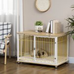 Dog Crate with Soft Washable Cushion, Lockable Front Door, for Small Medium Dogs, Oak - Image 2
