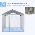 Dog Kennel Heavy Duty Playpen with Galvanized Steel Secure Lock Mesh Sidewalls and Waterproof Cover for Backyard & Patio, 13' x 7.5' x 7.5' - Image 2