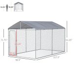 Dog Kennel Heavy Duty Playpen with Galvanized Steel Secure Lock Mesh Sidewalls and Waterproof Cover for Backyard & Patio, 13' x 7.5' x 7.5' - Image 5