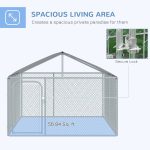 Dog Kennel Outdoor Heavy Duty Playpen with Galvanized Steel Secure Lock Mesh Sidewalls and Waterproof Cover for Backyard & Patio - Image 4