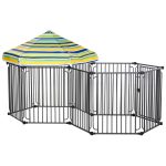 Dog Playpen with Door & Removable Cover for Small & Most Medium Sized Dogs Indoor & Outdoor Use, 47" H
