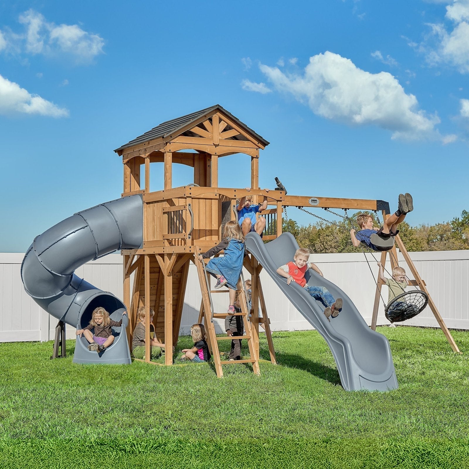 dover-bay-swing-set-with-tube-slide-1649907 Dover Bay Swing Set with Tube Slide - Prioka