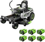 EGO Power+ Electric Riding Lawn Mower, 52″ Deck with Zero Turn Radius, Includes (6) 56V 12.0Ah Batteries and Charger – ZT5207L - Prioka