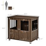 Furniture Style Dog Crate, Wooden & Wire End Table, Small & Medium Pet Crate with Magnetic Double Door Indoor Decorative Dog Kennel Cage, Brown - Image 4