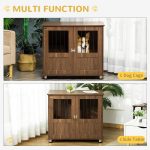 Furniture Style Dog Crate, Wooden & Wire End Table, Small & Medium Pet Crate with Magnetic Double Door Indoor Decorative Dog Kennel Cage, Brown - Image 5