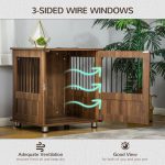 Furniture Style Dog Crate, Wooden & Wire End Table, Small Pet Crate with Magnetic Door Indoor Decorative Dog Kennel Cage, Brown - Image 6