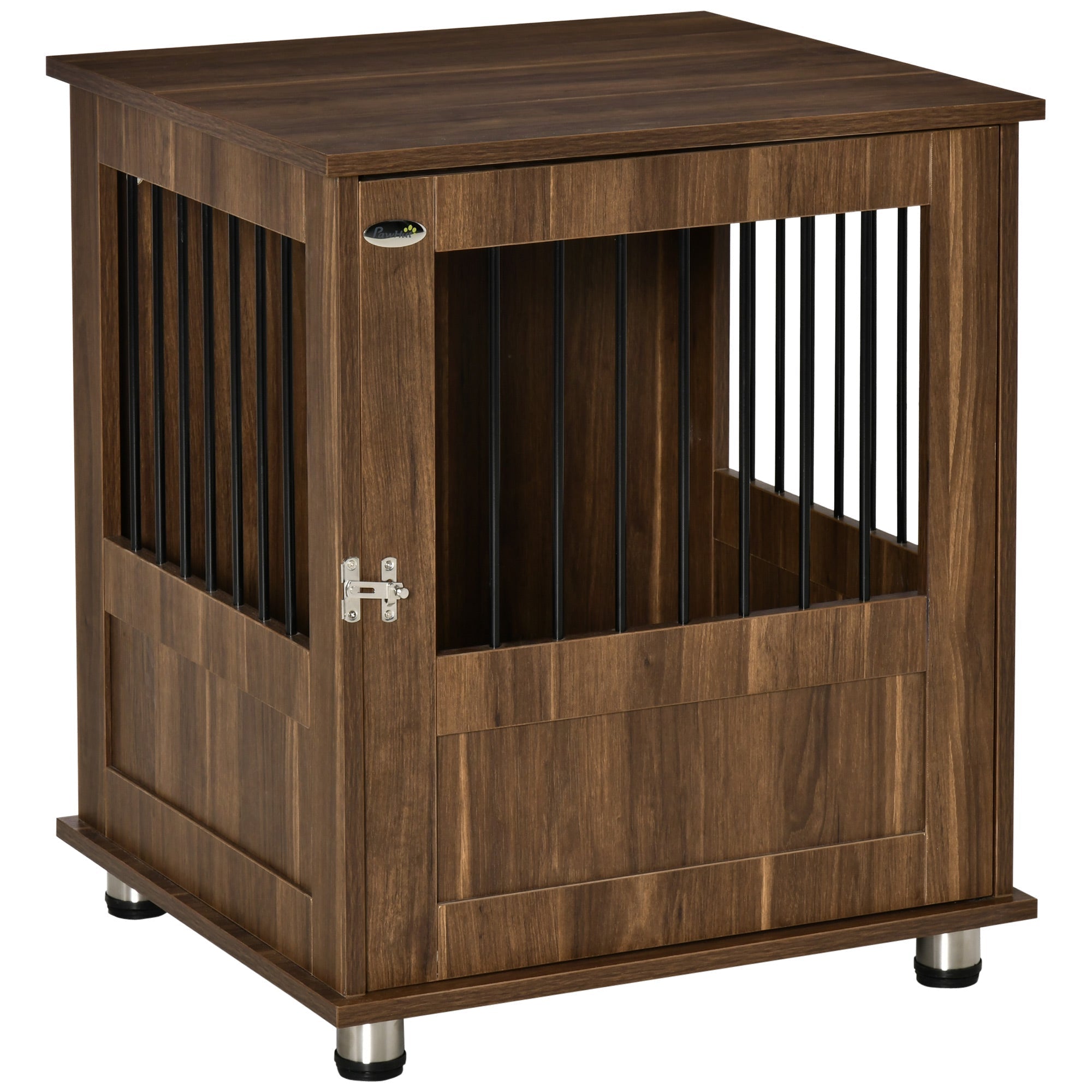 furniture-style-dog-crate-wooden-wire-end-table-small-pet-crate-with-magnetic-door-indoor-decorative-dog-kennel-cage-brown-3687099-2 Furniture Style Dog Crate, Wooden & Wire End Table, Small Pet Crate with Magnetic Door Indoor Decorative Dog Kennel Cage, Brown - Image 1