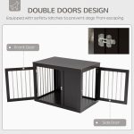 Furniture Style Indoor Dog Crate, End Table Pet Cage Kennel with Double Doors, and Locks, for Medium Dogs, Coffee - Image 6