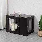 Furniture Style Indoor Dog Crate, End Table Pet Cage Kennel with Double Doors, and Locks, for Medium Dogs, Coffee - Image 3