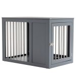 Furniture Style Indoor Dog Crate, End Table Pet Cage Kennel with Double Doors, and Locks, for Medium Dogs, Grey