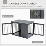 Furniture Style Indoor Dog Crate, End Table Pet Cage Kennel with Double Doors, and Locks, for Medium Dogs, Grey - Image 5
