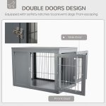 Furniture Style Indoor Dog Crate, End Table Pet Cage Kennel with Double Doors, and Locks, for Small and Medium Dogs, Grey - Image 6
