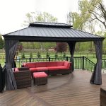 Gazebo 10′ X 14′ Built-in Drainage System, Gray | 4.7″ Thick Post, Built in Drainage, Windproof Cool Breeze, Snowproof & Rustproof, 260 GSM Textilene Netting, Fit Any Yard - Image 7