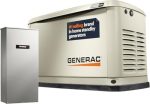 Generac Guardian 22kW Home Standby Generator with 200 Amp Transfer Switch, Durable All Aluminum, WiFi Enabled with G-Force Engine, Easy to Use, Whole House Power Backup, Smart Outage Solution – Bisque