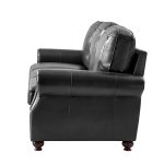 Gerardo Genuine Leather Sofa – Black Rolled Arm Nailhead Sofa - Image 8