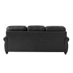 Gerardo Genuine Leather Sofa – Black Rolled Arm Nailhead Sofa - Image 9