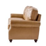 Gerardo Genuine Leather Sofa – Camel Rolled Arm Nailhead Sofa - Image 8