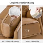 Gerardo Genuine Leather Sofa – Camel Rolled Arm Nailhead Sofa - Image 6