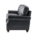 Gerardo Genuine Leather Sofa – Navy Blue Rolled Arm Nailhead Sofa - Image 8