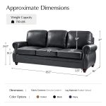 Gerardo Genuine Leather Sofa – Navy Blue Rolled Arm Nailhead Sofa - Image 2