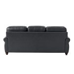 Gerardo Genuine Leather Sofa – Navy Blue Rolled Arm Nailhead Sofa - Image 9