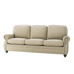 Gerardo Genuine Leather Sofa – Tan Rolled Arm Nailhead Sofa - Image 9