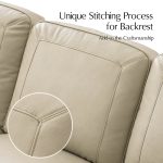 Gerardo Genuine Leather Sofa – Tan Rolled Arm Nailhead Sofa - Image 5