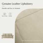 Gerardo Genuine Leather Sofa – Tan Rolled Arm Nailhead Sofa - Image 7