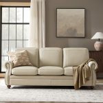 Gerardo Genuine Leather Sofa – Tan Rolled Arm Nailhead Sofa - Image 2