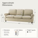 Gerardo Genuine Leather Sofa – Tan Rolled Arm Nailhead Sofa - Image 3