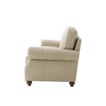 Gerardo Genuine Leather Sofa – Tan Rolled Arm Nailhead Sofa - Image 11